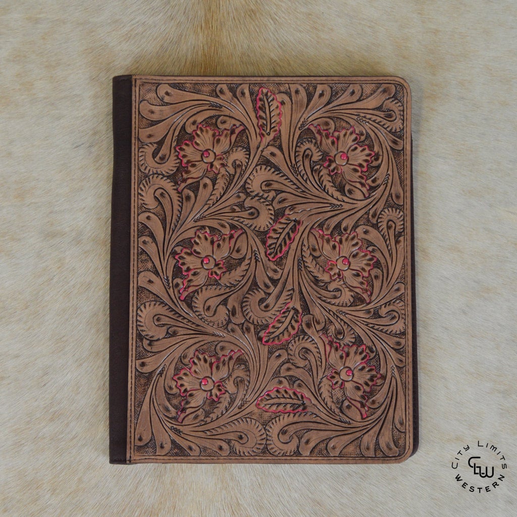 Tooled Pink Floral Padfolio | City Limits Western